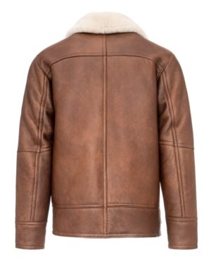 Kożuch męski z kołnierzem z futra i prostym krojem