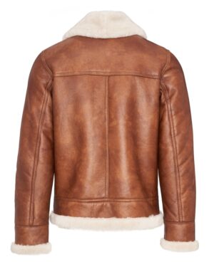 Kożuch męski z futrzanym kołnierzem i mankietami, idealna na zimowe dni