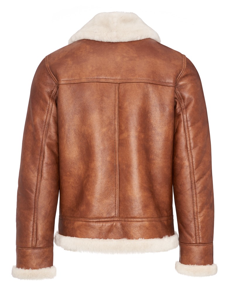 Kożuch męski z futrzanym kołnierzem i mankietami, idealna na zimowe dni