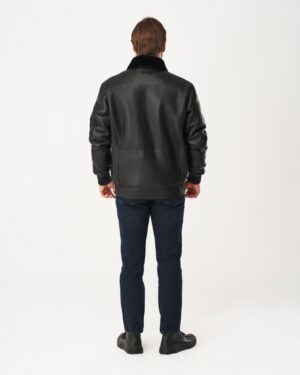 Kożuch męski z kołnierzem futrzanym, idealna na zimowe dni