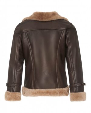 Kożuch damski z futrzanym kołnierzem i mankietami, idealna na zimowe dni