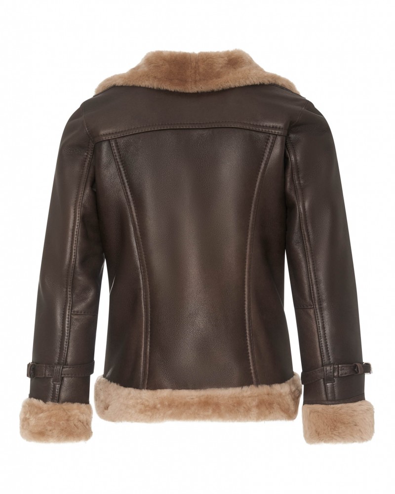 Kożuch damski z futrzanym kołnierzem i mankietami, idealna na zimowe dni